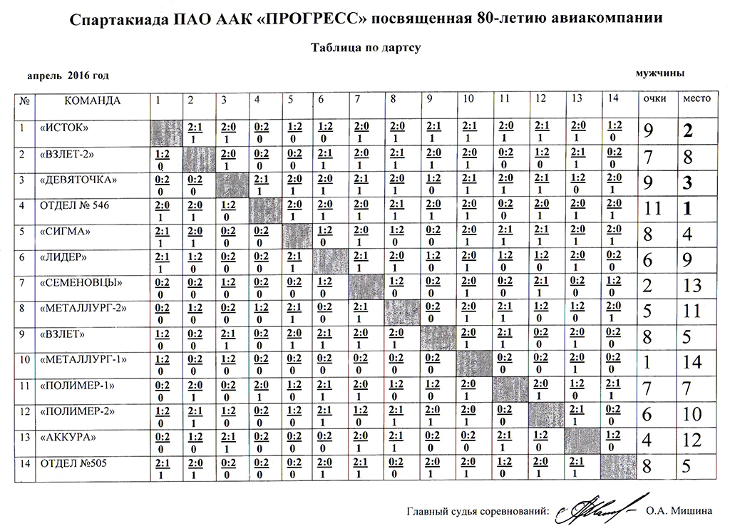 Протоколы дартс образец